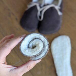 Wkładki do kapci barefoot – skóra + wełna merino