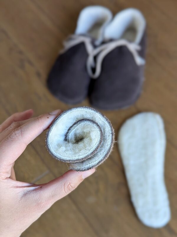 Wkładki do kapci barefoot - skóra + wełna merino - obrazek 2