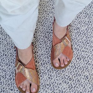 Sandały Grazia- peach + rosegold – 39